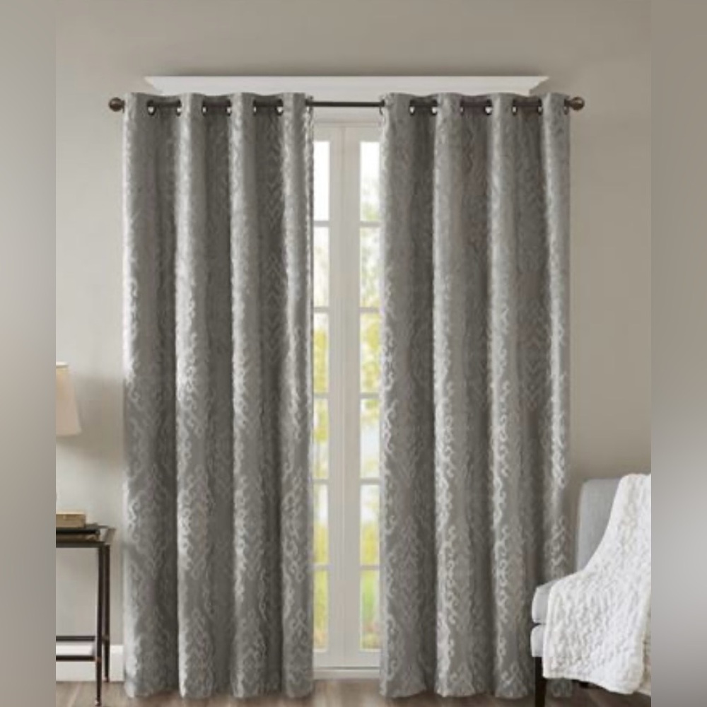 SunSmart Mirage Knitted Jacquard Total Blackout Grommet Window Curtain Panels